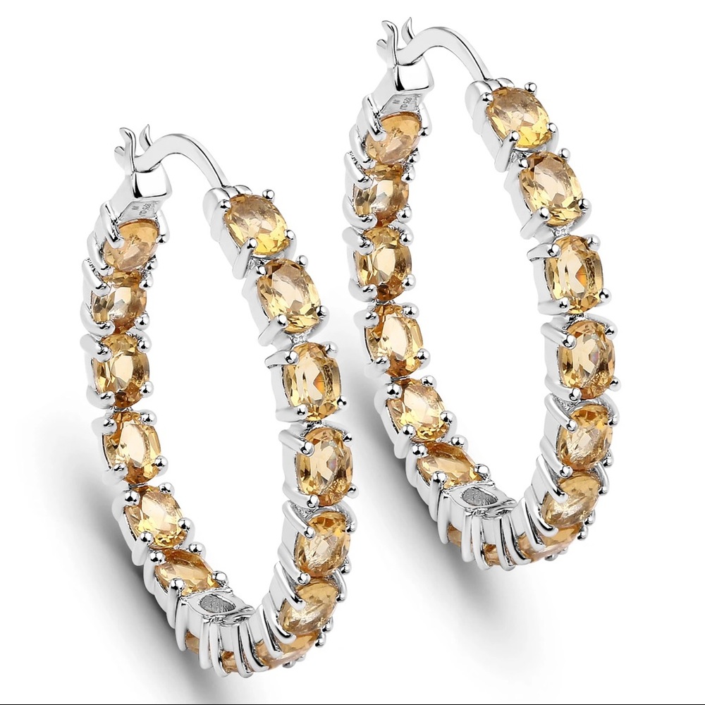 4.80 Carat Citrine Inside Out Hoop Earrings